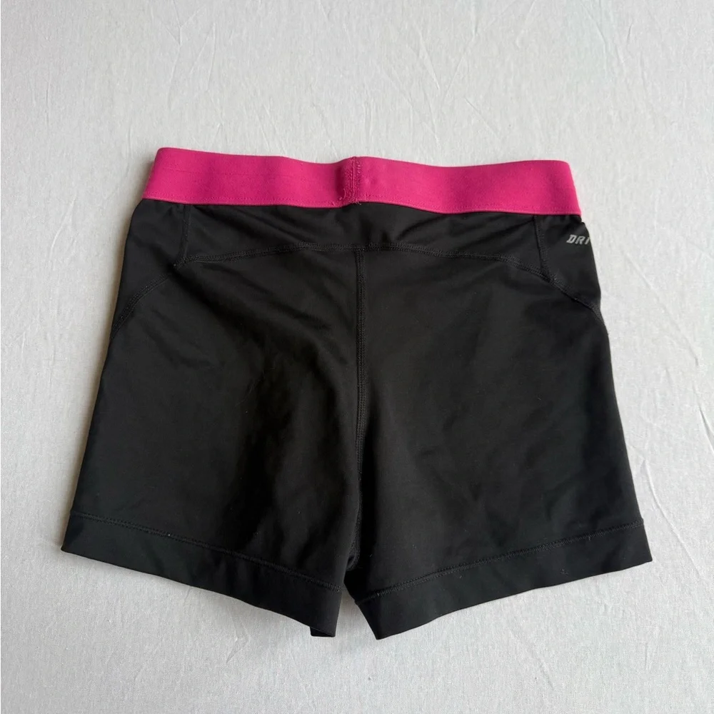 Nike Pro Dry-Fit Black and Pink Band Athletic Shorts